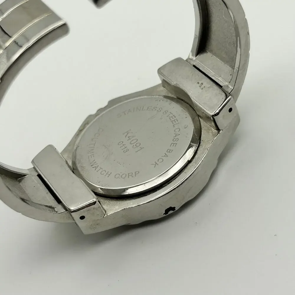 Vivani Two-tone Crystal Bezel Women’s Cuff Watch Working New Battery